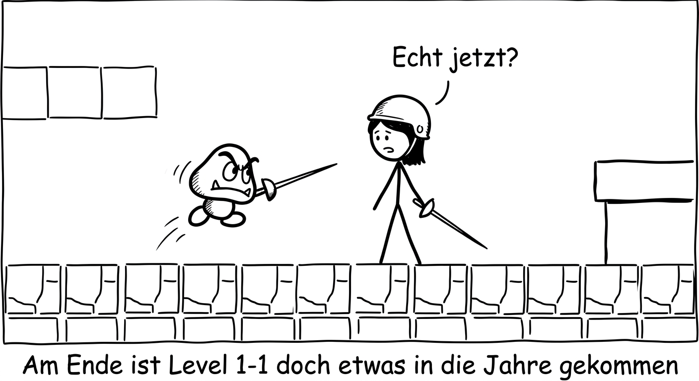 Am Ende ist Level 1-1 doch etwas in die Jahre gekommen